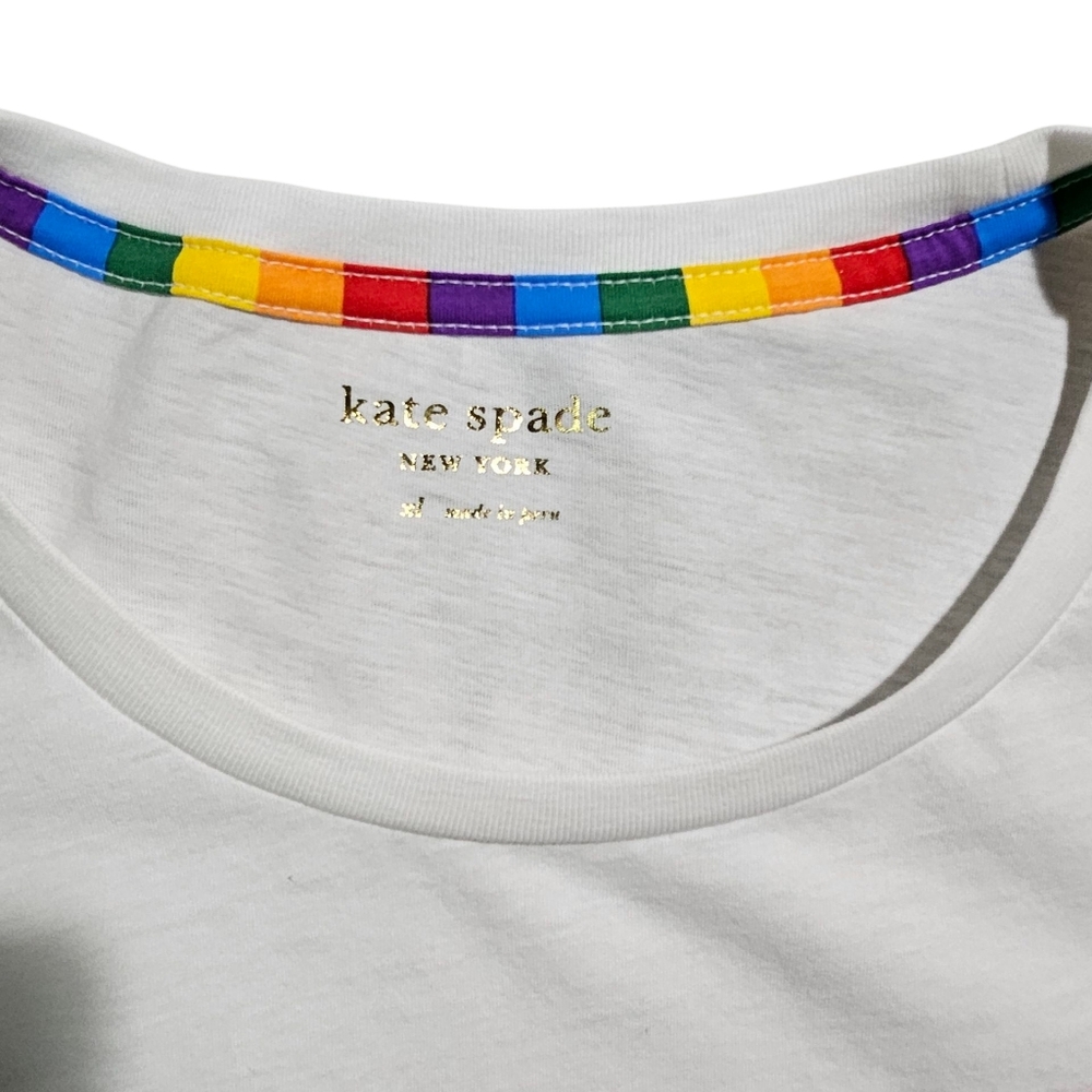 Kate Spade Pride Rainbow White Tee Shirt XL - Picture 2 of 6